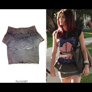 Denim Peplum Ruffle Hem Skirt